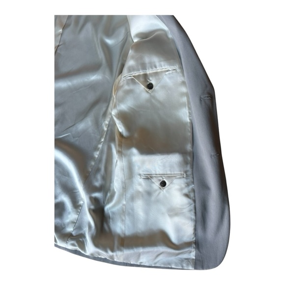 Oscar De La Renta 100 % Sand Washed Pure Silk Men’s Silver J101 Blazer | 44R - Picture 11 of 14